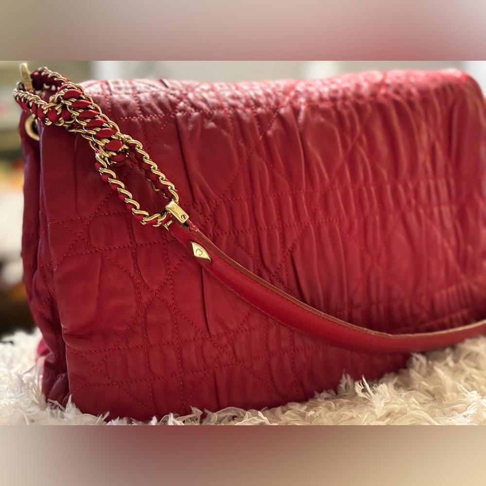 Dior Red Cannage Leather Delidior Flap Shoulder Bag w/ COA - Picture 3 of 16